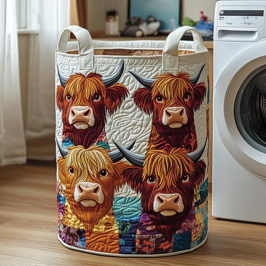 The Highland Cow Quilted Laundry Basket Tote 2101