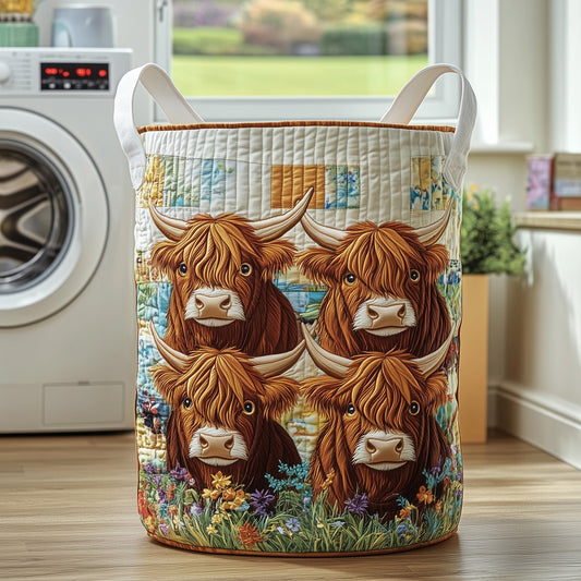 The Highland Cow Quilted Laundry Basket Tote 2102