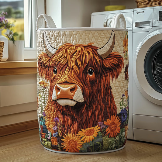 The Highland Cow Quilted Laundry Basket Tote 2103
