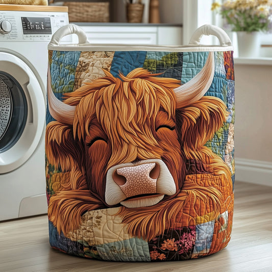 The Highland Cow Quilted Laundry Basket Tote 2104