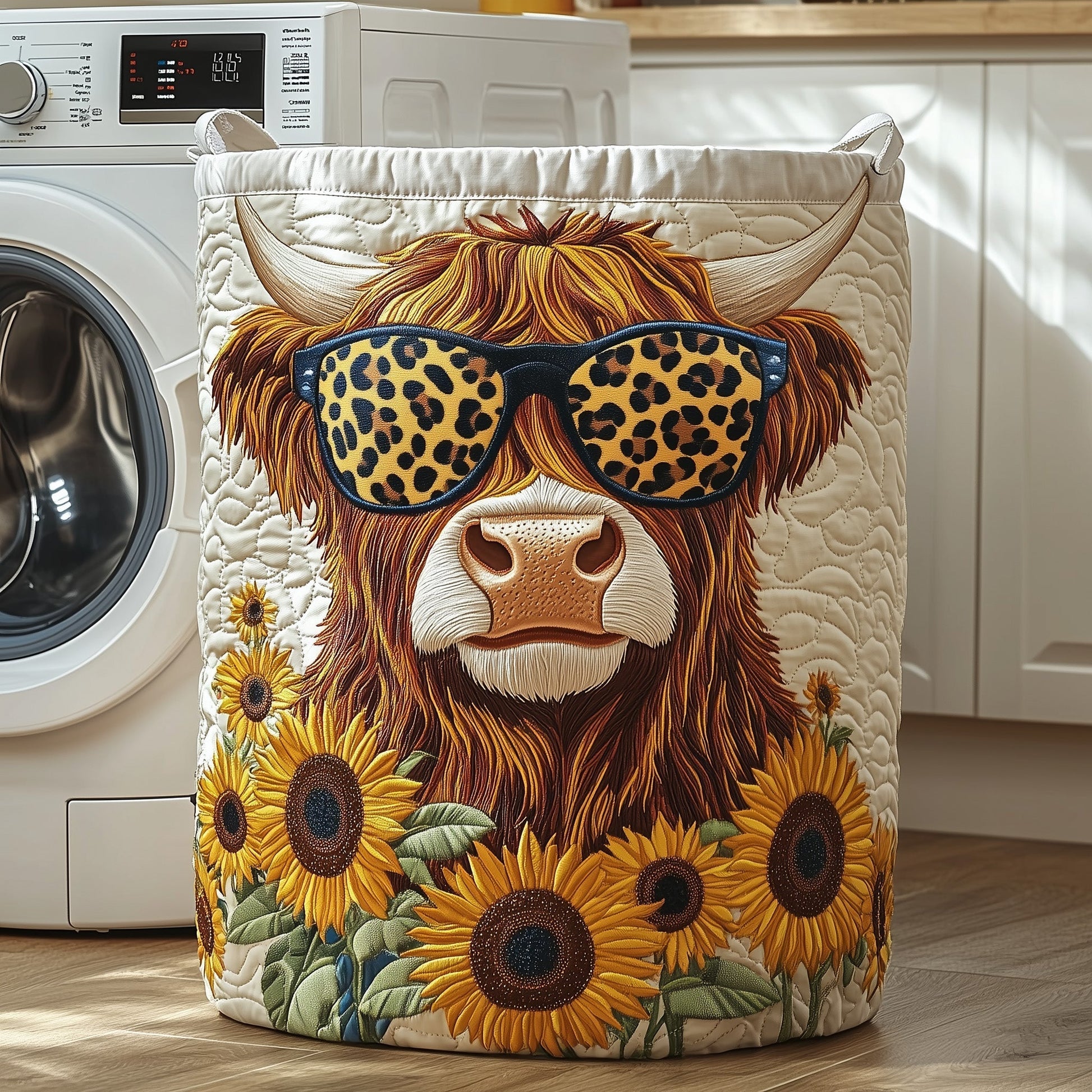 The Highland Cow Quilted Laundry Basket Tote 2105