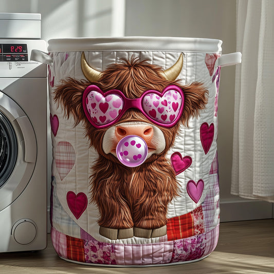 The Highland Cow Quilted Laundry Basket Tote 2107