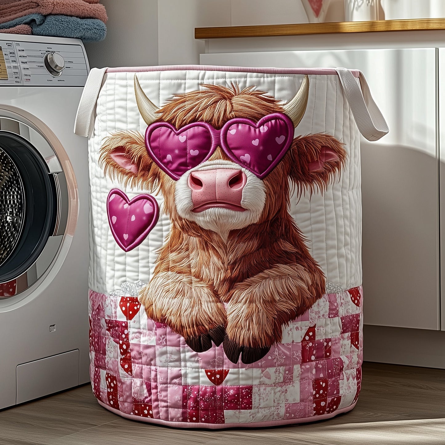 The Highland Cow Quilted Laundry Basket Tote 2108