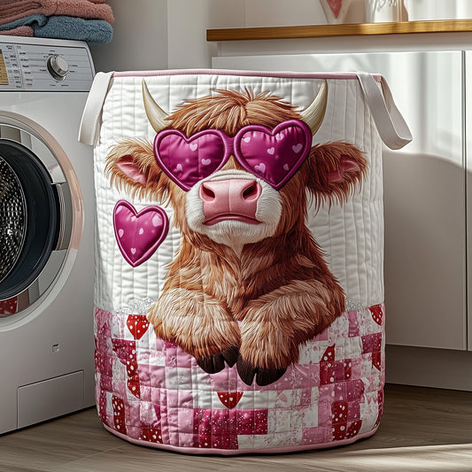 The Highland Cow Quilted Laundry Basket Tote 2108