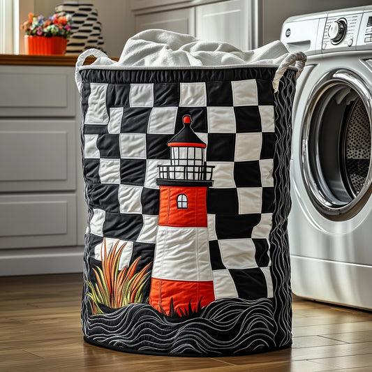 The Nautical Lighthouse Quilted Laundry Basket Tote 2109