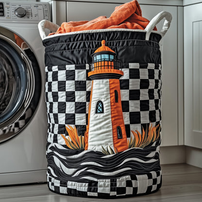 The Nautical Lighthouse Quilted Laundry Basket Tote 2110
