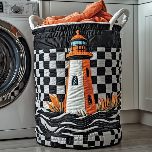 The Nautical Lighthouse Quilted Laundry Basket Tote 2110