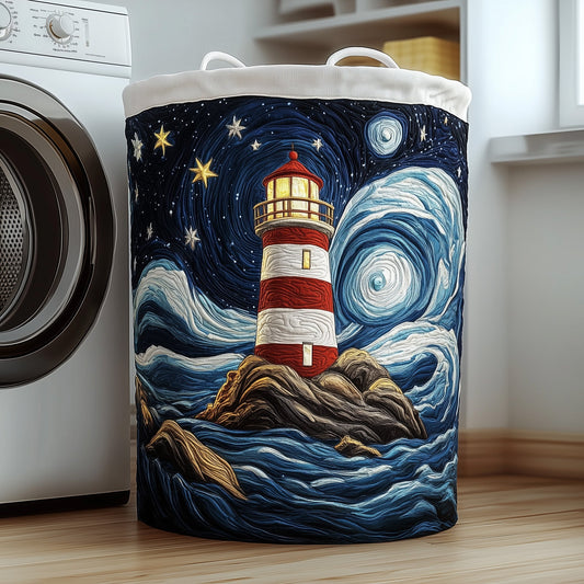 The Nautical Lighthouse Quilted Laundry Basket Tote 2111