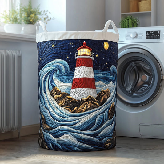The Nautical Lighthouse Quilted Laundry Basket Tote 2112