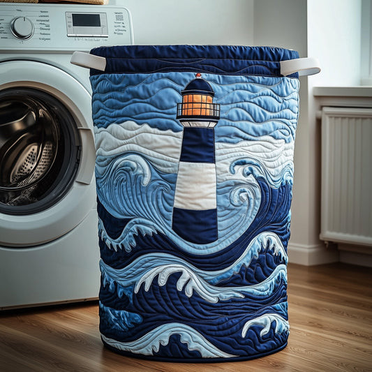 The Nautical Lighthouse Quilted Laundry Basket Tote 2113