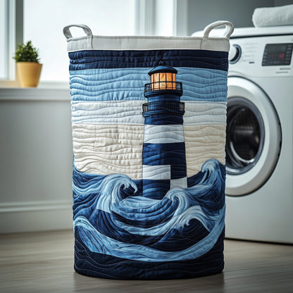 The Nautical Lighthouse Quilted Laundry Basket Tote 2114