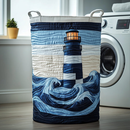The Nautical Lighthouse Quilted Laundry Basket Tote 2114