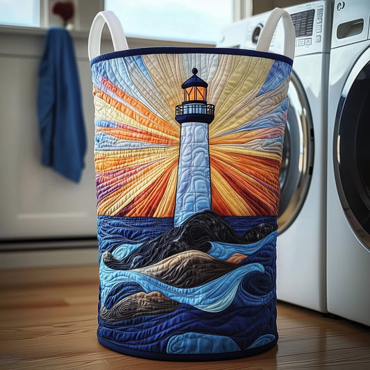 The Nautical Lighthouse Quilted Laundry Basket Tote 2115
