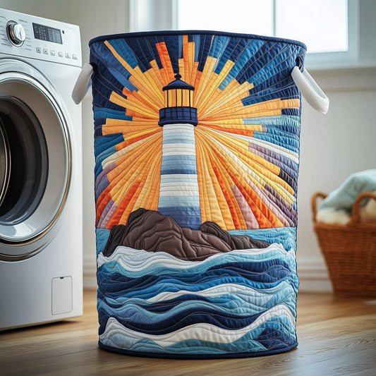 The Nautical Lighthouse Quilted Laundry Basket Tote 2116