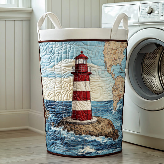 The Nautical Lighthouse Quilted Laundry Basket Tote 2118