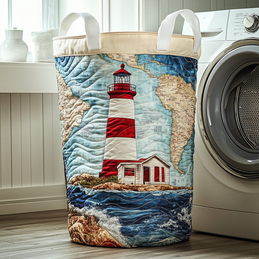 The Nautical Lighthouse Quilted Laundry Basket Tote 2119
