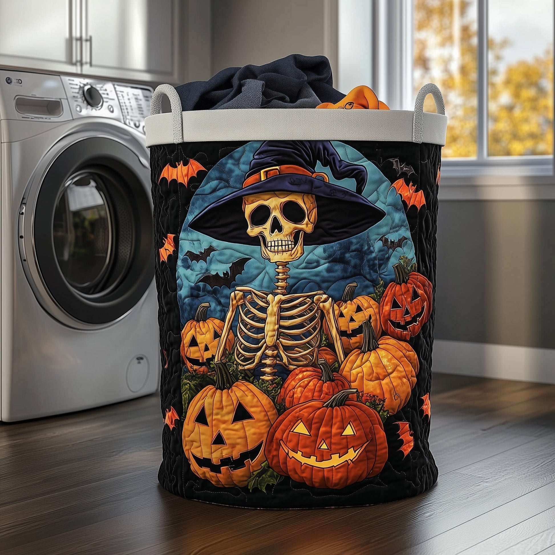Spooky Skeleton Laundry Quilted Tote