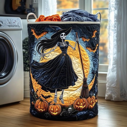 The Spooky Skeleton Quilted Laundry Basket Tote 2134