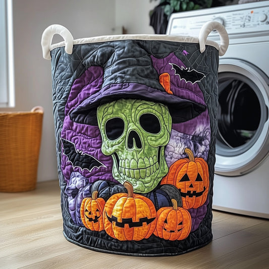 The Spooky Skeleton Quilted Laundry Basket Tote 2135