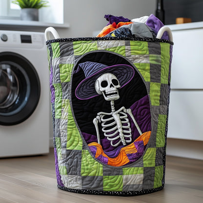 The Spooky Skeleton Quilted Laundry Basket Tote 2136
