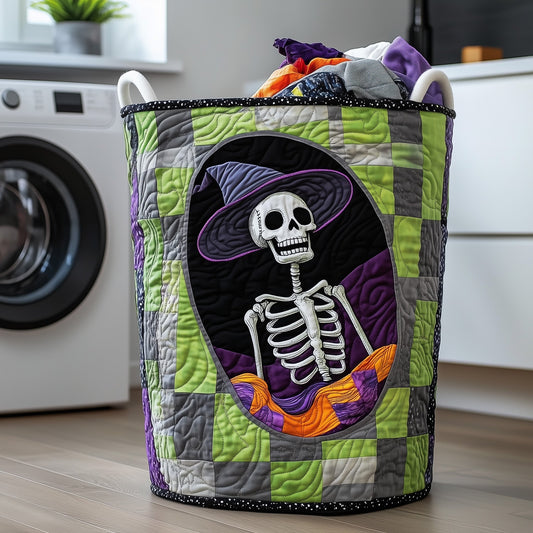The Spooky Skeleton Quilted Laundry Basket Tote 2136