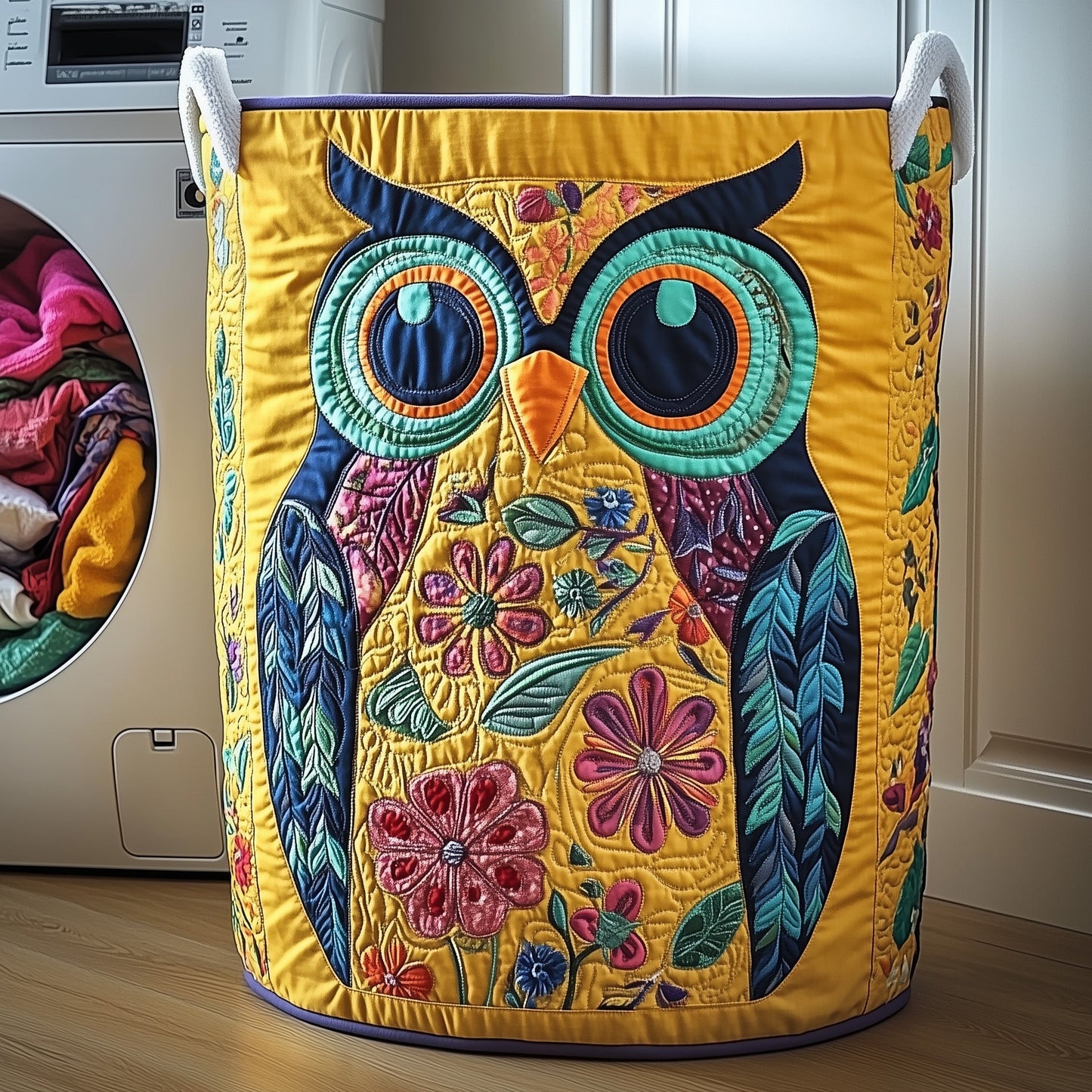 Blooming Owl Laundry Quilted Tote