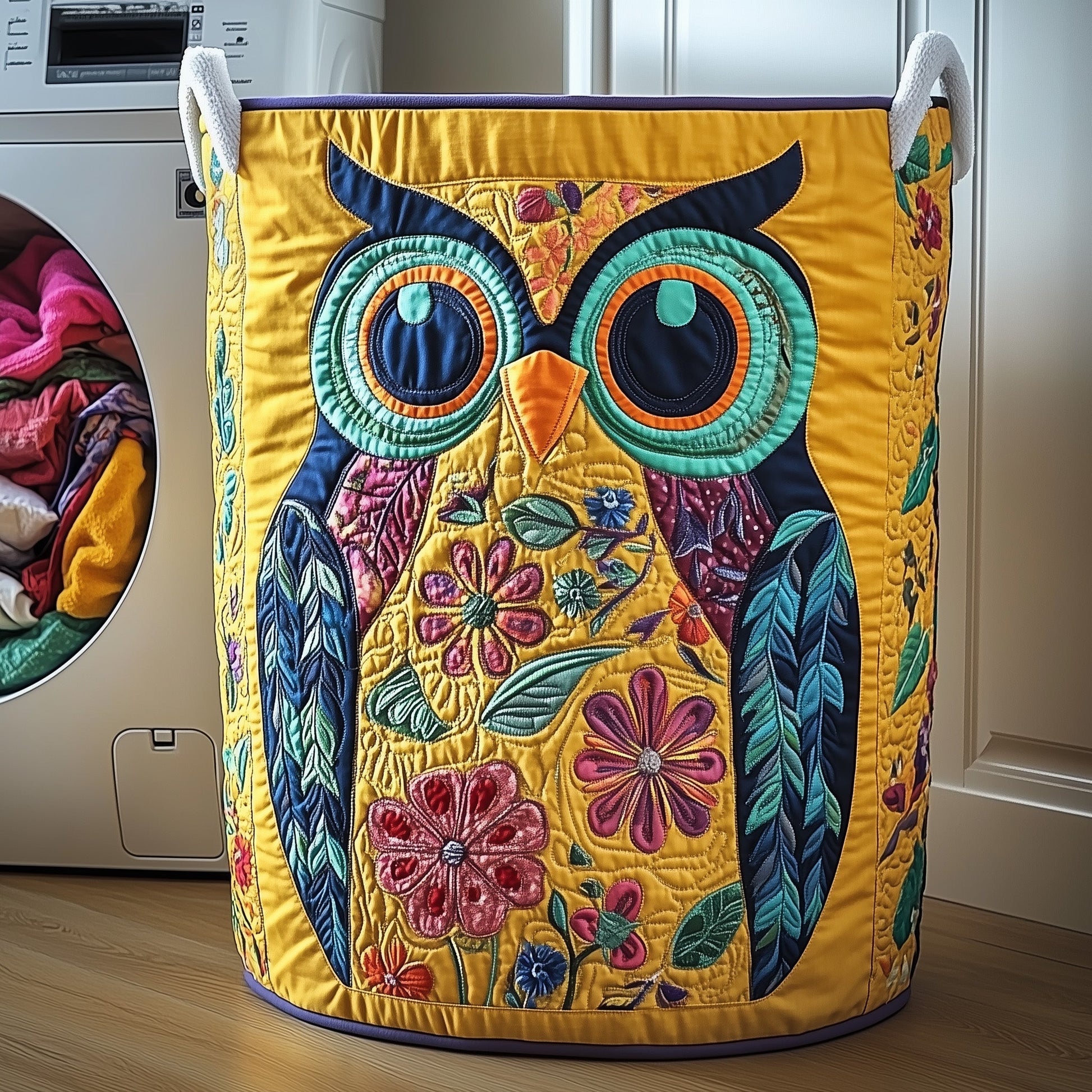 Blooming Owl Laundry Quilted Tote