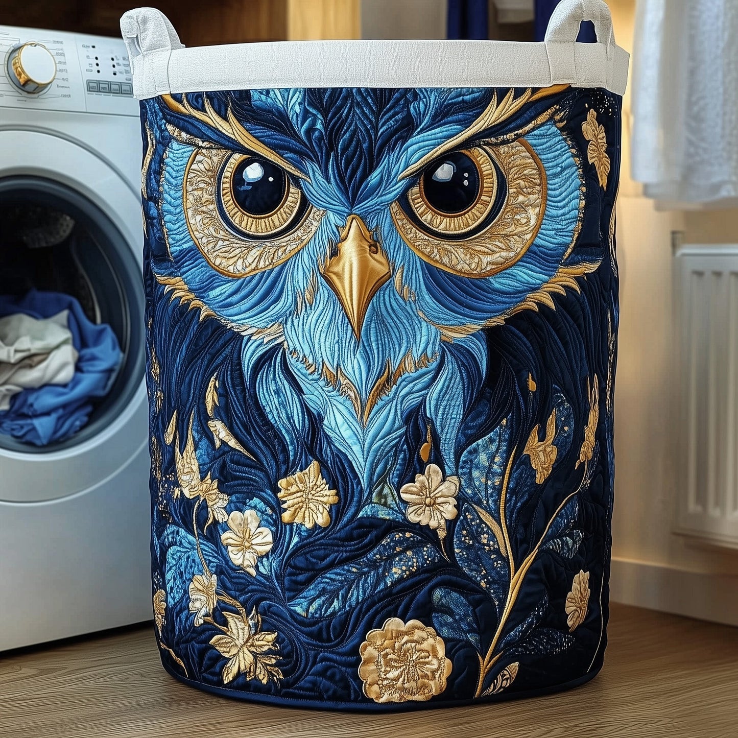 The Celestial Owl Quilted Laundry Basket Tote