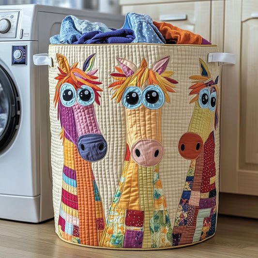 The Funky Horse Quilted Laundry Basket Tote 2273