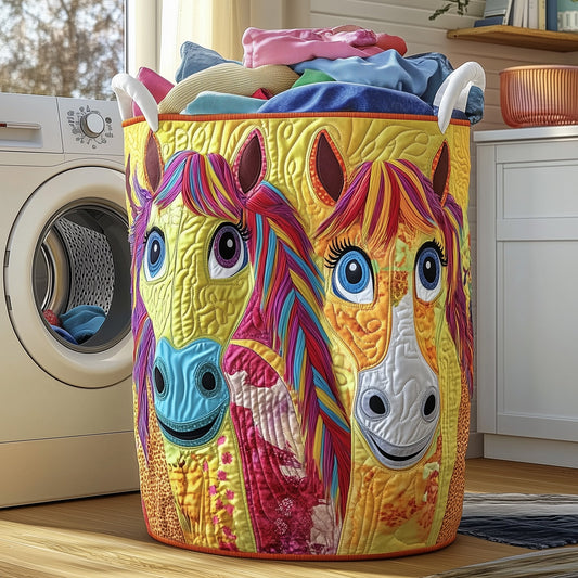 The Funky Horse Quilted Laundry Basket Tote 2275