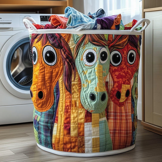 The Funky Horse Quilted Laundry Basket Tote 2276