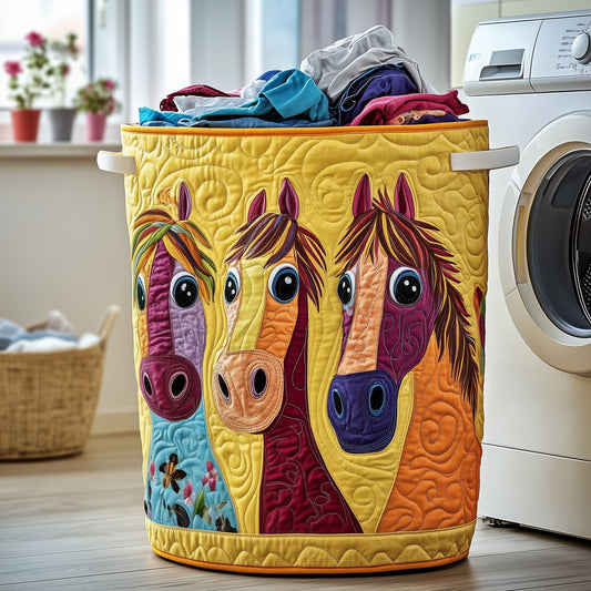 The Funky Horse Quilted Laundry Basket Tote 2277