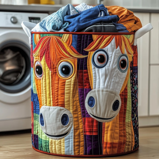 The Funky Horse Quilted Laundry Basket Tote 2278