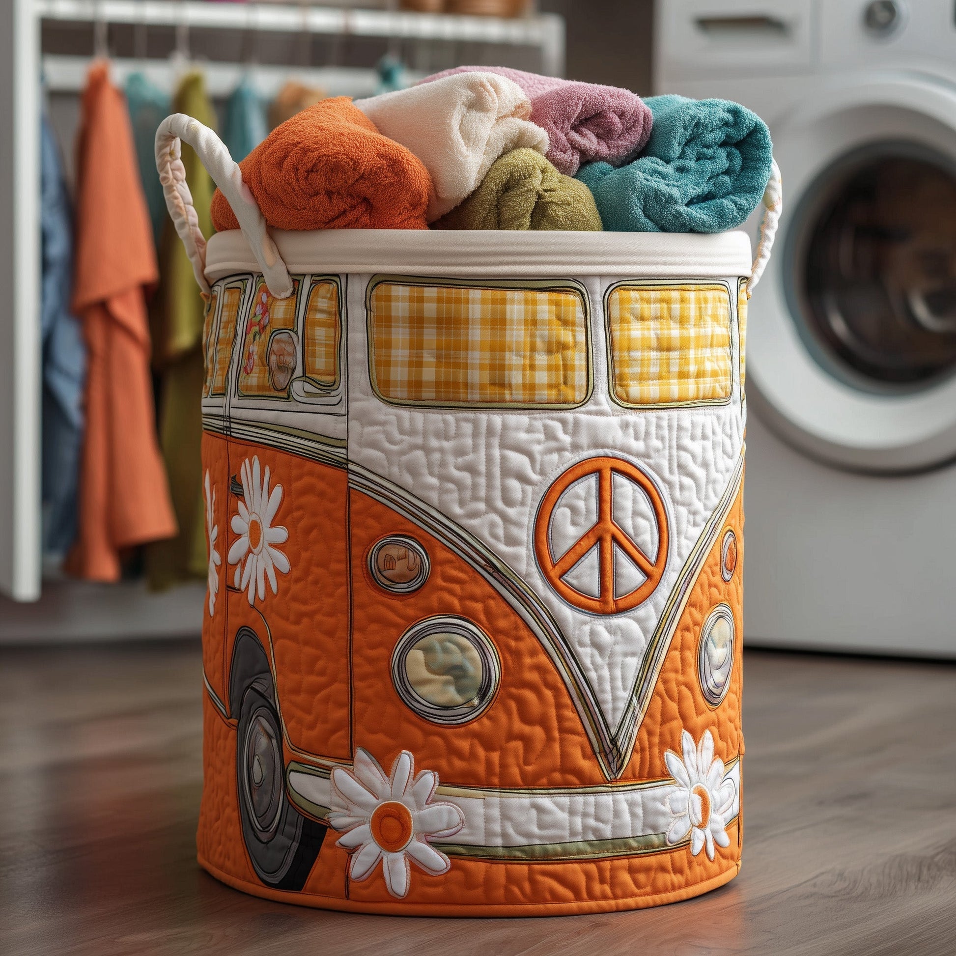 The Hippie Van Quilted Laundry Basket Tote 2282