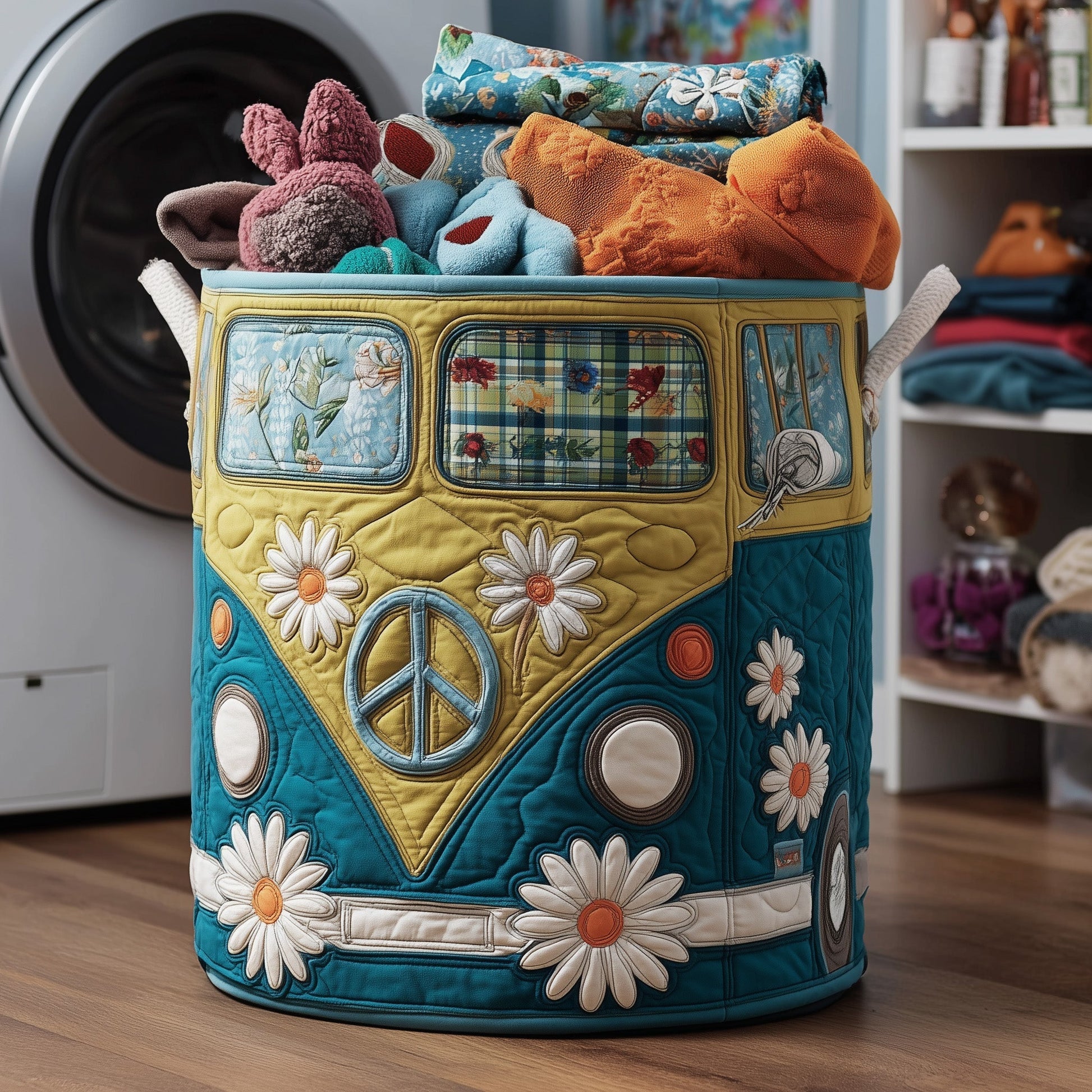 The Hippie Van Quilted Laundry Basket Tote 2288