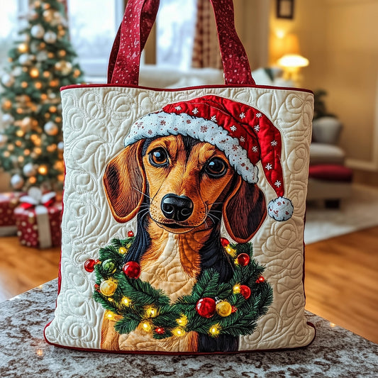 The Holiday Dachshund Quilted Tote