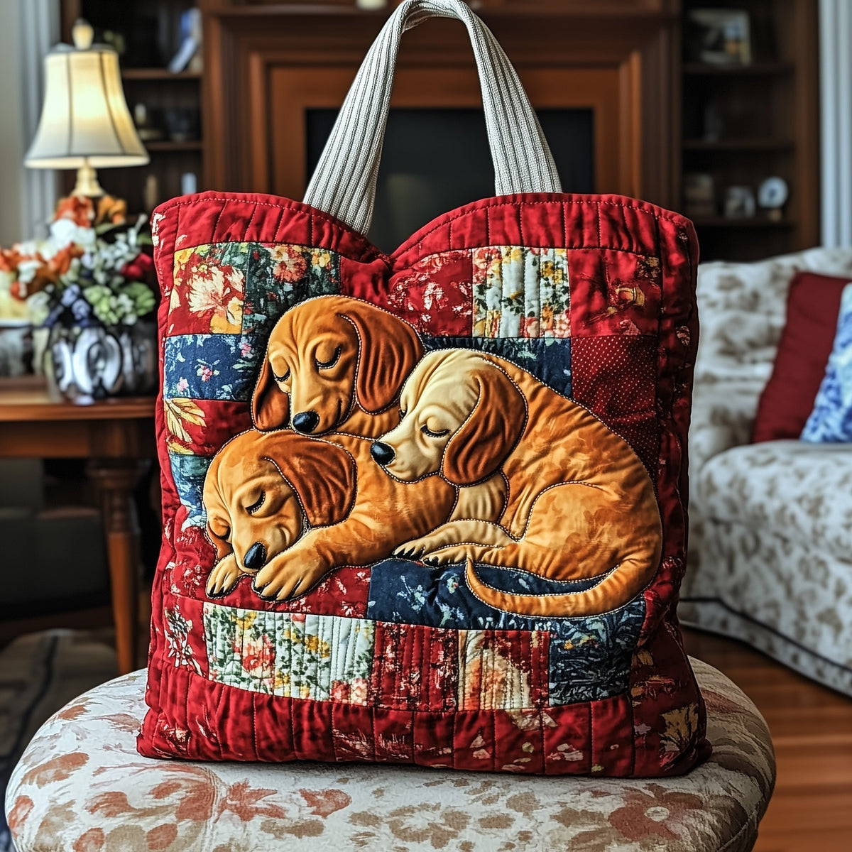 The Cozy Dachshund Quilted Tote