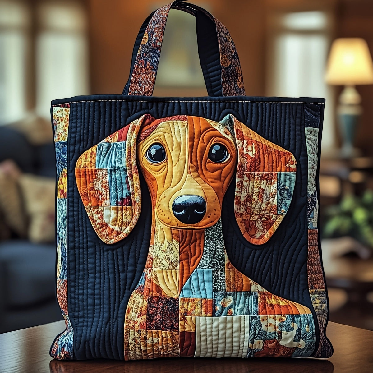 Dachshund Dog Patchwork Quilted Tote