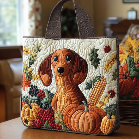 Dachshund Dog Autumn Quilted Tote