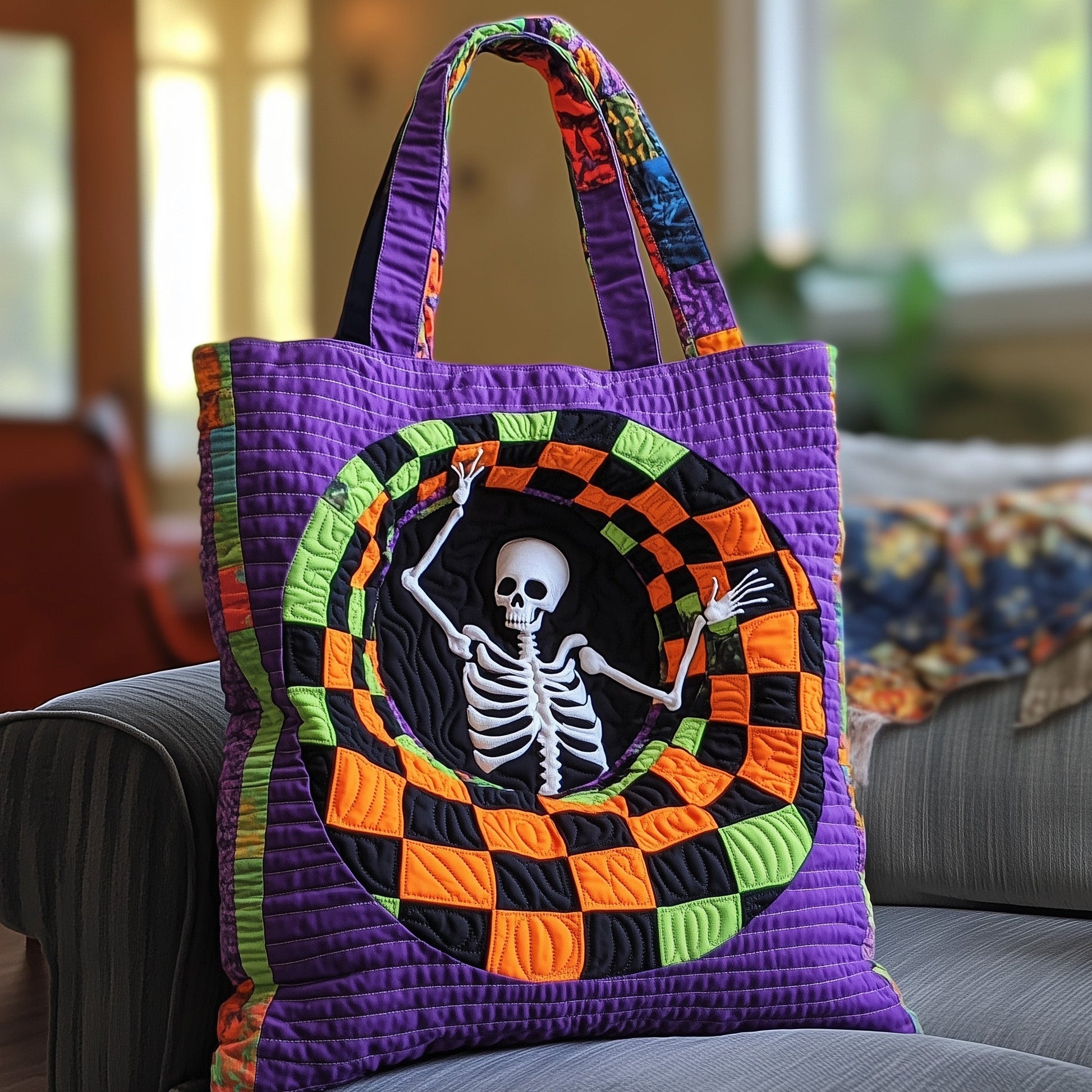 The Dancing Skeleton Quilted Tote