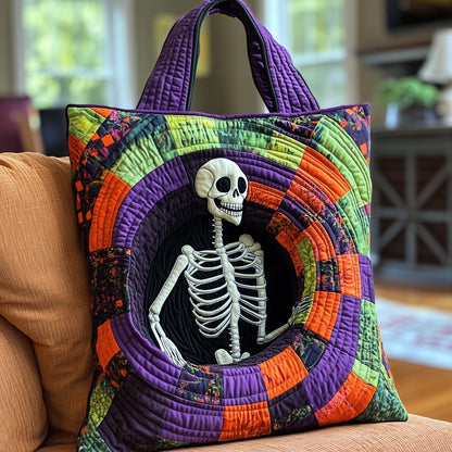 Skeleton Colorful Rings Quilted Tote
