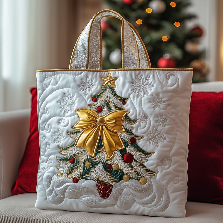 Christmas Tree Bow Tote Bag