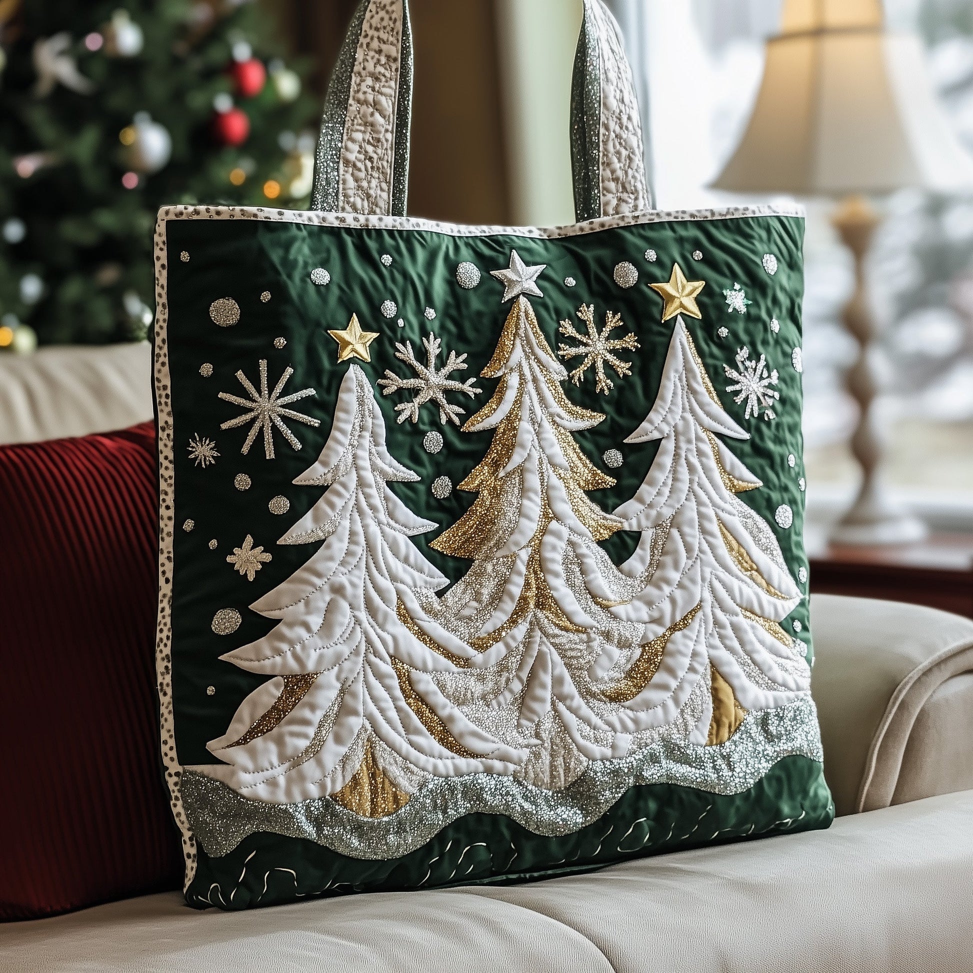Christmas Trees Stars Tote Bag