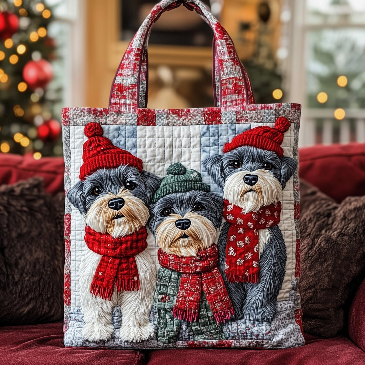 Everyday Festive Schnauzer Quilted Tote