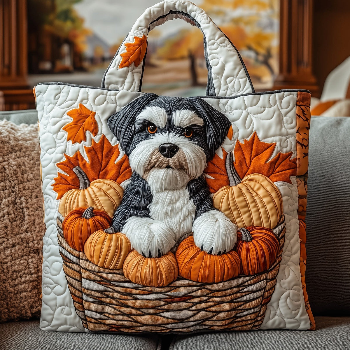 The Autumn Dog Quilted Tote