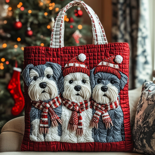Schnauzer Dogs Holiday Quilted Tote