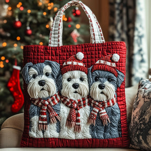 Schnauzer Dogs Holiday Quilted Tote