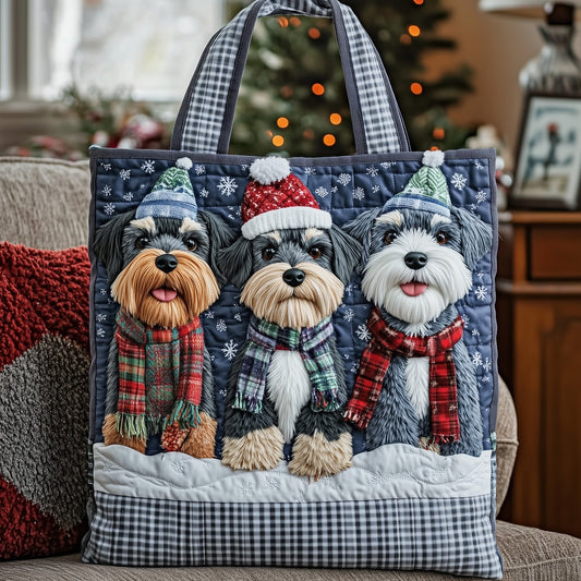 Snowy Schnauzer Holiday Quilted Tote