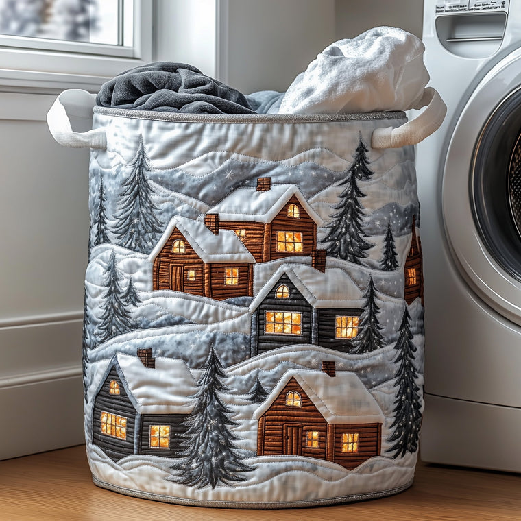 The Christmas Village Quilted Laundry Basket Tote 2723