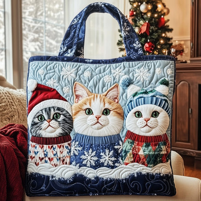 Holiday Cat Quilted Tote Bag